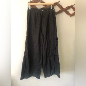 Cynthia Ashby Linen Black wide Leg Pants